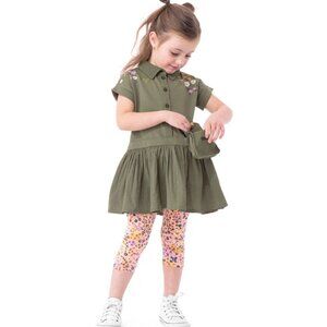NWT Nanö olive tunic and peach flowers printed capri leggings set